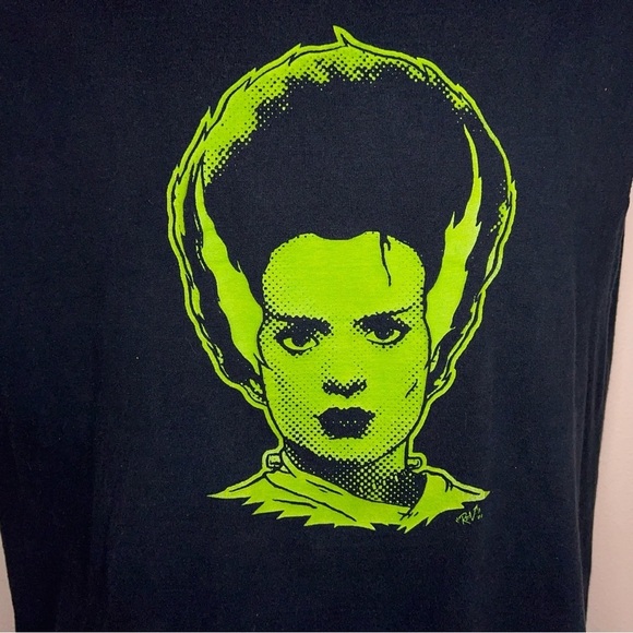 LARGE MENS BRIDE OF FRANKENSTEIN BLACK GREEN TSHIRT GOTH PSYCHOBILLY PUNK - Picture 4 of 7